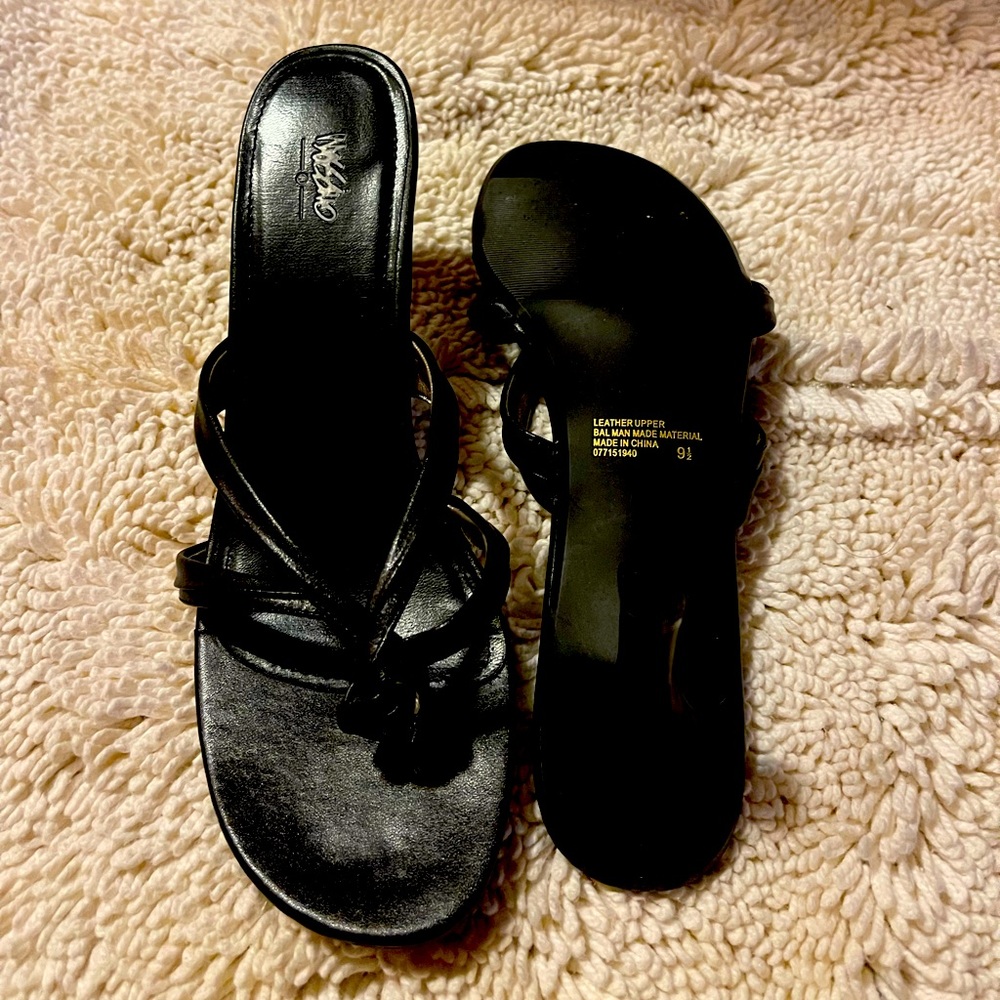 Black leather heel